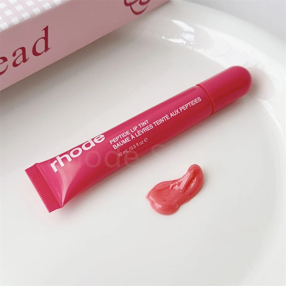Rhode Makeup Lip Gloss Case Moisturizing Lip Glaze Oil Long Lasting Nourishing Lipstick Care Ins Salty Tan Raspberry with Box