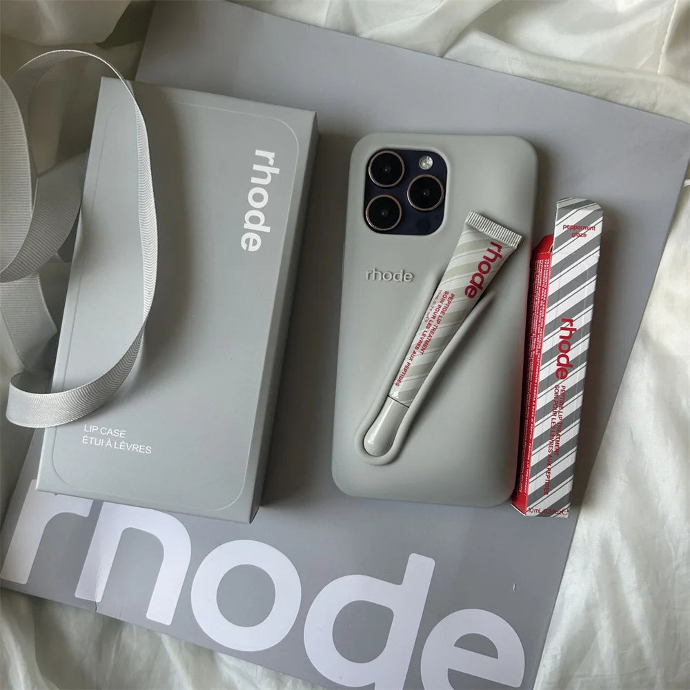INS New Color Silicone Lipstick Set DIY Rhode Phone Case For iPhone 16 15 14 13 12 11 Pro Max With Gift Shopping Bag For Women