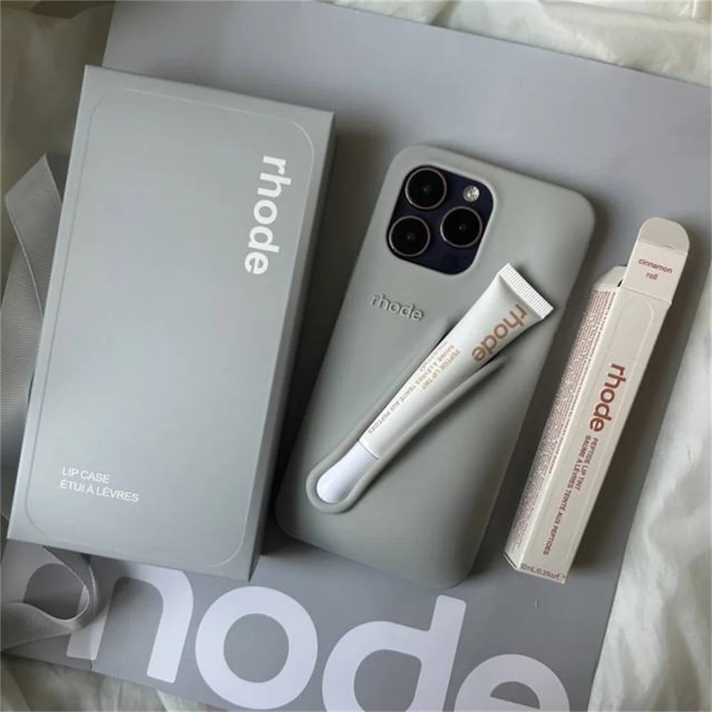 INS New Color Silicone Lipstick Set DIY Rhode Phone Case For iPhone 16 15 14 13 12 11 Pro Max With Gift Shopping Bag For Women