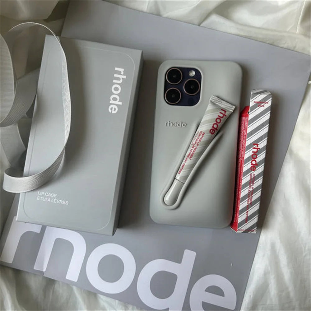 INS New Color Silicone Lipstick Set DIY Rhode Phone Case For iPhone 16 15 14 13 12 11 Pro Max With Gift Shopping Bag For Women