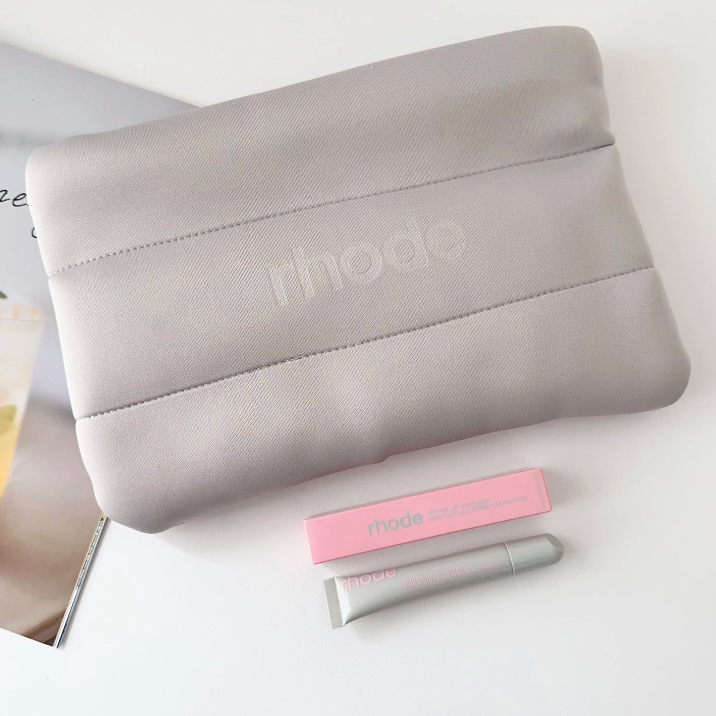 Fashion Rhode Cosmetic Bag Cosmetics Lipstick Jewelry Package Gift Large Capacity Bag For Girl Birthday Gifs With Lip Gloss