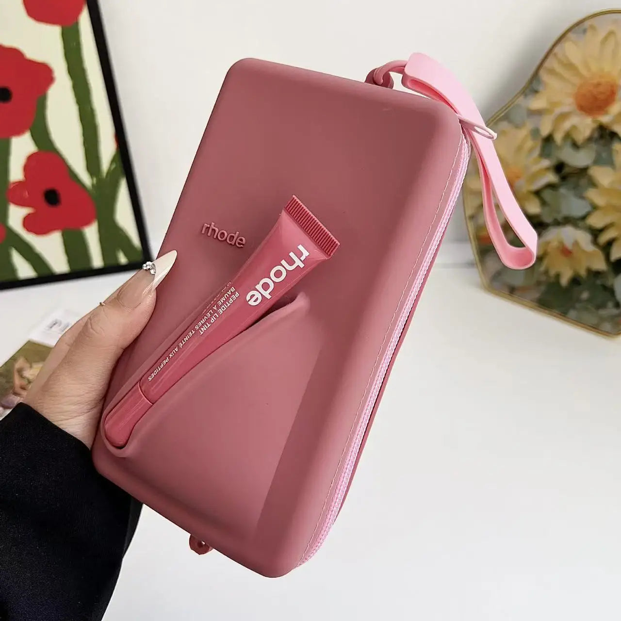 Rhode Lip Gloss Holder Bag Designer Phone Case for iPhone 16 Samsung Galaxy Universal Luxury Silicone Lipstick Make-up Lip Balm