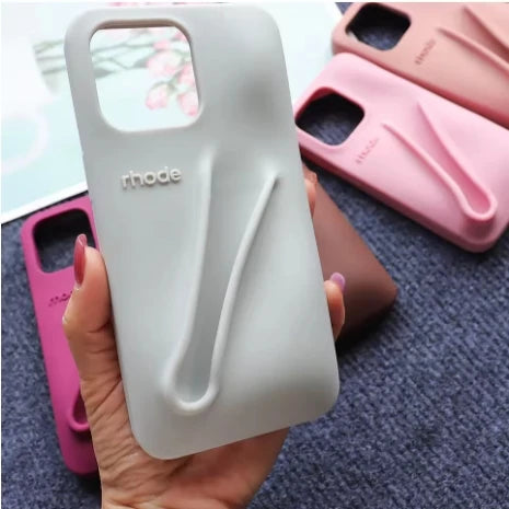 DIY Rhode Lipstick Silicone Toast Case For iPhone 13 16 15 Pro Max 12 11 14 Plus Espresso Lip Gloss Holder Ins Hot Phone Cover