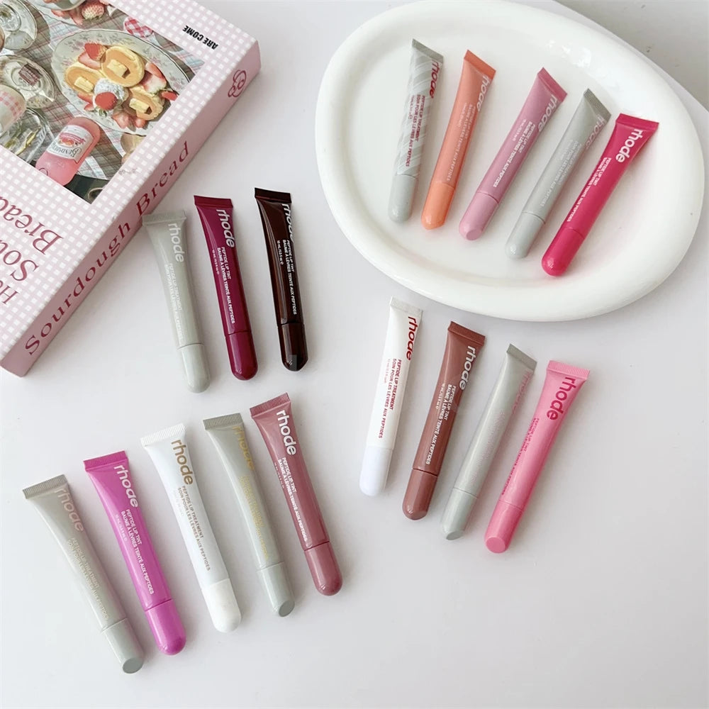 Rhode Makeup Lip Gloss Case Moisturizing Lip Glaze Oil Long Lasting Nourishing Lipstick Care Ins Salty Tan Raspberry with Box