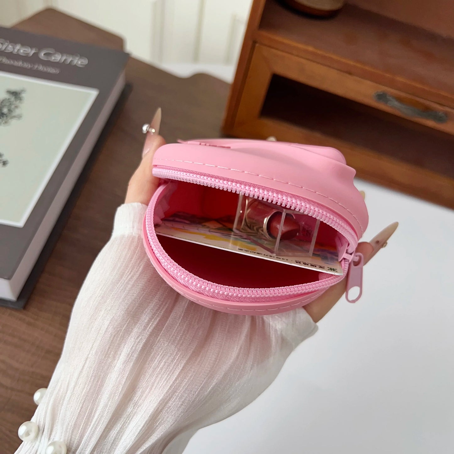 Original Rhode Lipstick Holder Shell Lipstick Cosmetic Bag Headphone Case Portable Mirror Storage Bag Wrist Strap Gift Packet
