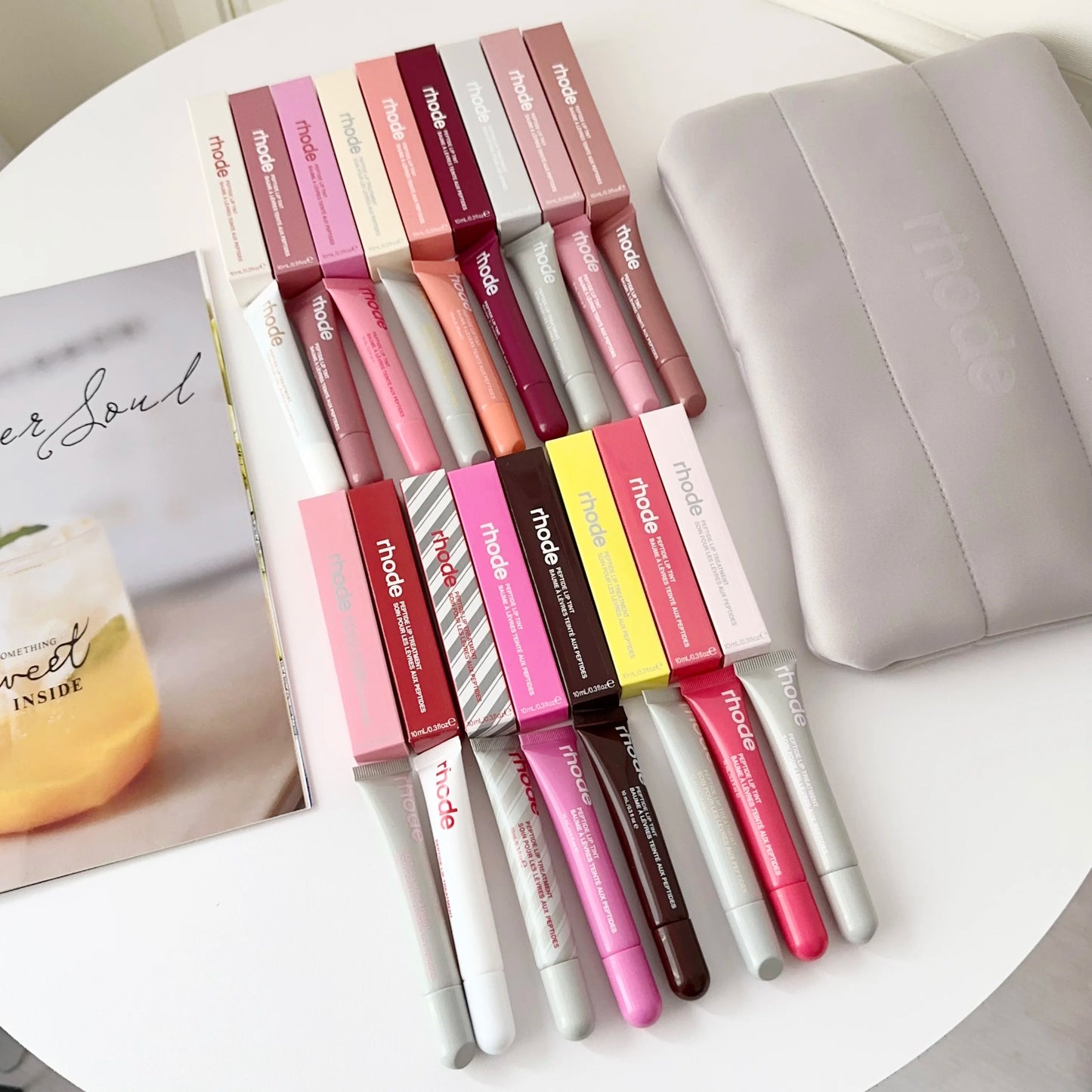 Fashion Rhode Cosmetic Bag Cosmetics Lipstick Jewelry Package Gift Large Capacity Bag For Girl Birthday Gifs With Lip Gloss