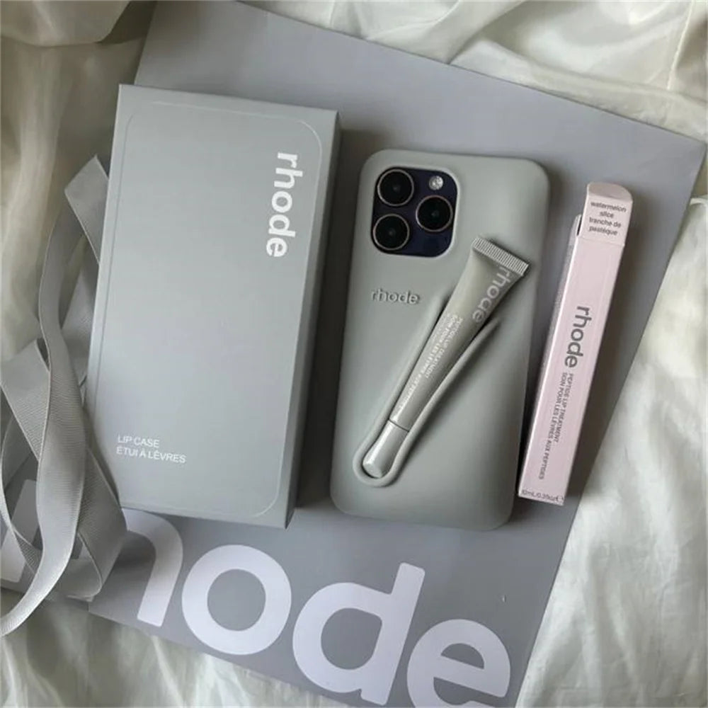 INS New Color Silicone Lipstick Set DIY Rhode Phone Case For iPhone 16 15 14 13 12 11 Pro Max With Gift Shopping Bag For Women