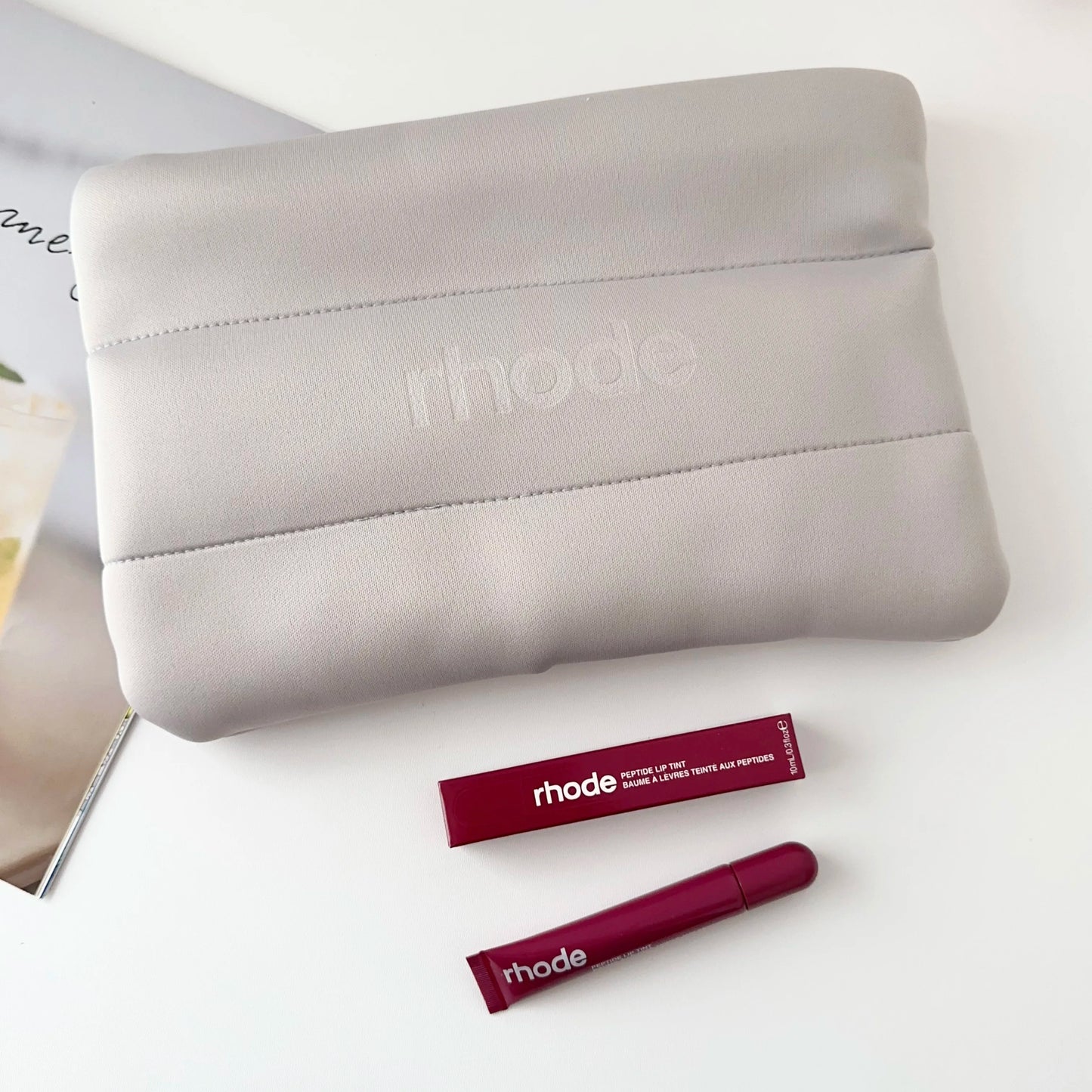 Fashion Rhode Cosmetic Bag Cosmetics Lipstick Jewelry Package Gift Large Capacity Bag For Girl Birthday Gifs With Lip Gloss